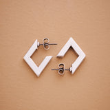 Silver Rhombus 3/4 Hoop Earrings