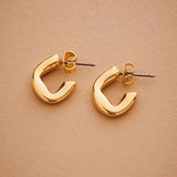 Gold Small Molten Hoops Earrings