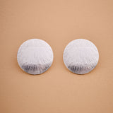 Large Silver Disc Earrings Round Hammered Disc Stud Earrings