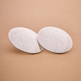 Large Silver Disc Earrings Round Hammered Disc Stud Earrings