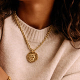 Gold Athena Goddess Necklace with Stainless Steel Rope Chain