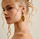 Gold Large OVAL Hammered Earrings