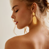 Gold Large OVAL Hammered Earrings