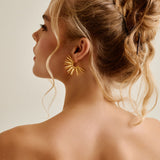 Gold Sun Rays Hoop Earrings