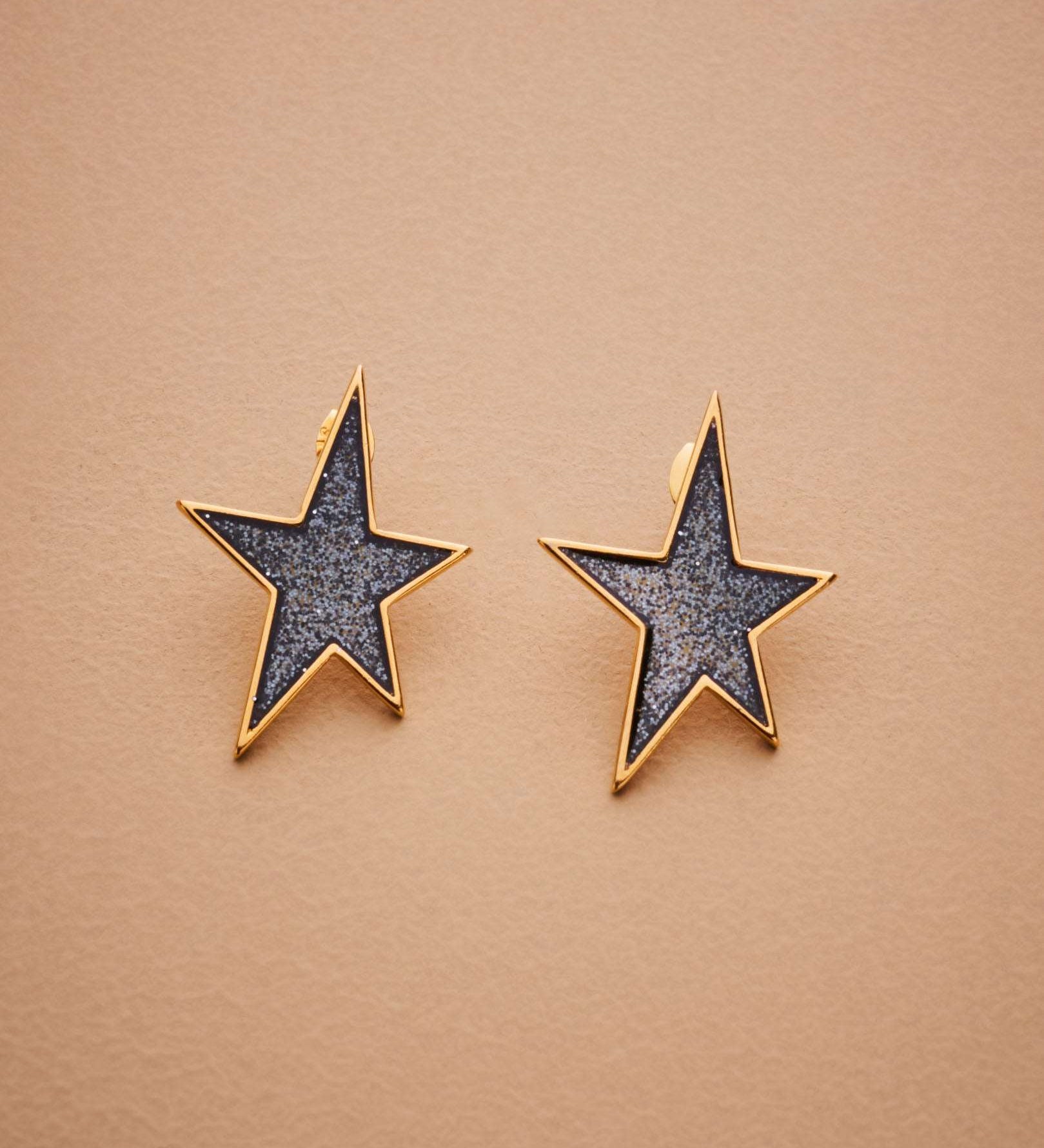 Gold Star Glitter Earrings
