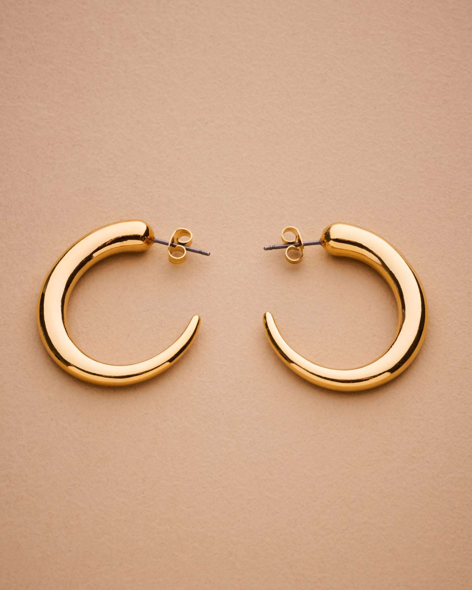 Gold Crescent Hoop Earrings