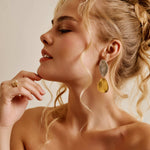 Long Mixed Metals Oval Hammered Earrings