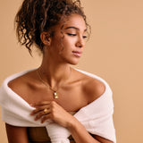 Gold Rectangular Round Sun Rays Pendant Necklace