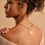 Rectangular Mexican Heart Pendant with Gold Sequin-Crossed Chain