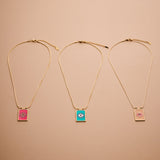 Gold rectangle EYE pendant necklace