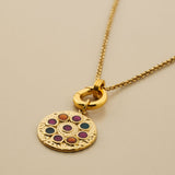 Χρυσό Κολιέ με Εναλλάξιμο Δίσκο Στρας