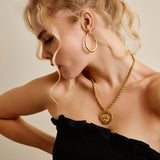 Gold Athena Goddess Necklace with Stainless Steel Rope Chain
