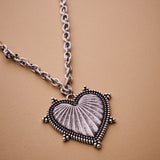 Silver Textured Heart Necklace