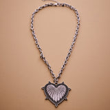 Silver Textured Heart Necklace