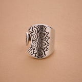 Silver Mandala Flower Ring