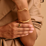 Gold Classic BlackMulticolour Enamel Shapes Rectangle Signet Ring