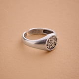 Silver Floral Stamped Signet Ring