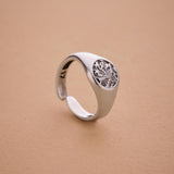 Silver Floral Stamped Signet Ring