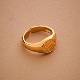 Gold Floral Stamp Signet Ring