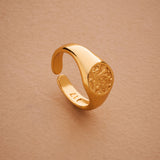 Gold Floral Stamp Signet Ring