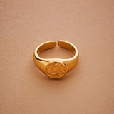 Gold Floral Stamp Signet Ring