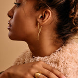 Modern Gold Long Curved Earrings