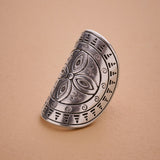 Long Silver Mandala Flower Ring