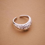 Silver Soft Curve Floral Ring