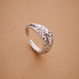 Silver Soft Curve Floral Ring