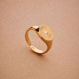 Gold Sun Rays Signet Ring