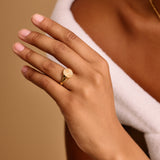 Gold Sun Rays Signet Ring