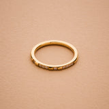 Thin Cubic Zirconia Band 18K Gold-Plated Stainless Steel Ring