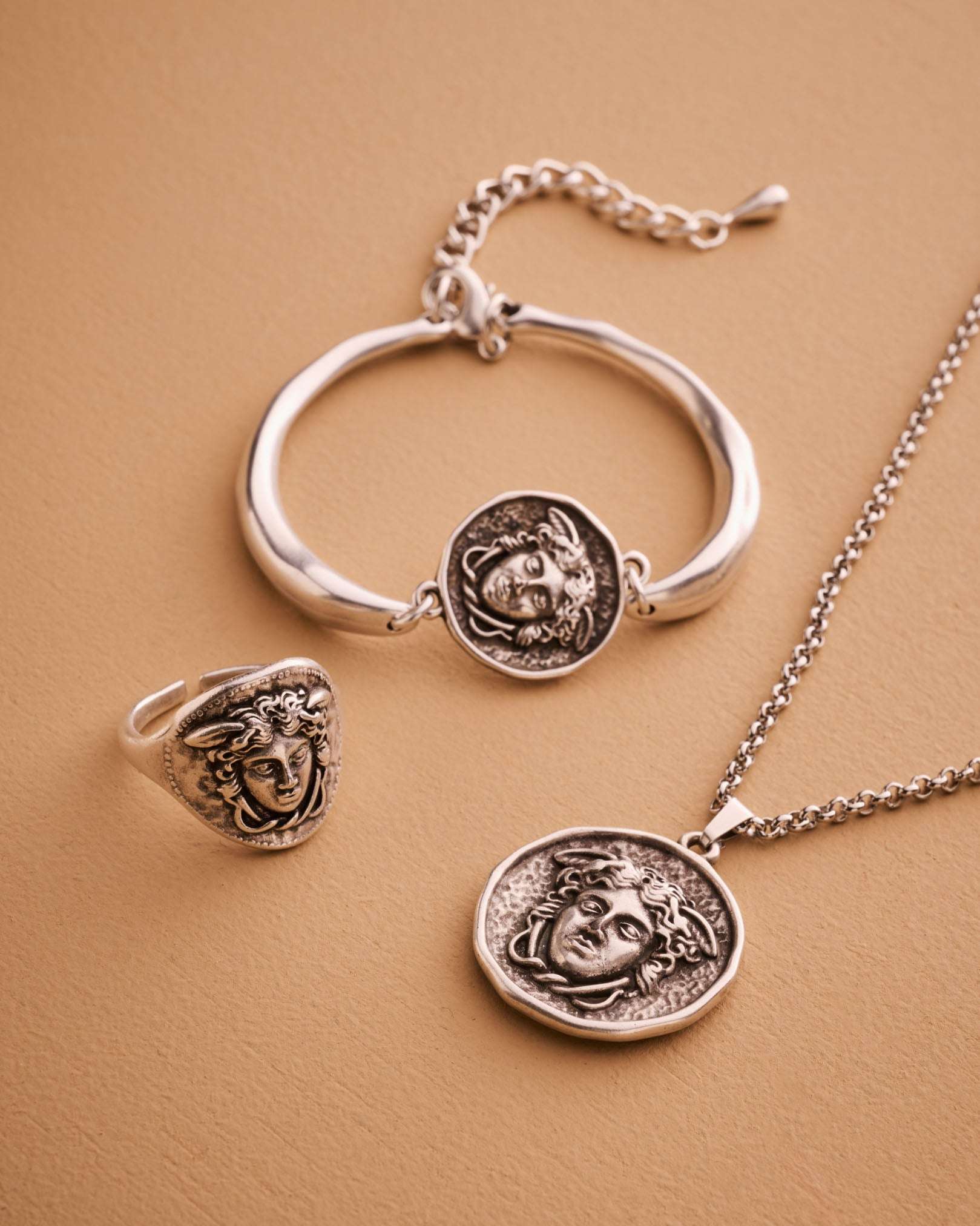 Silver Medusa Cuff Bracelet