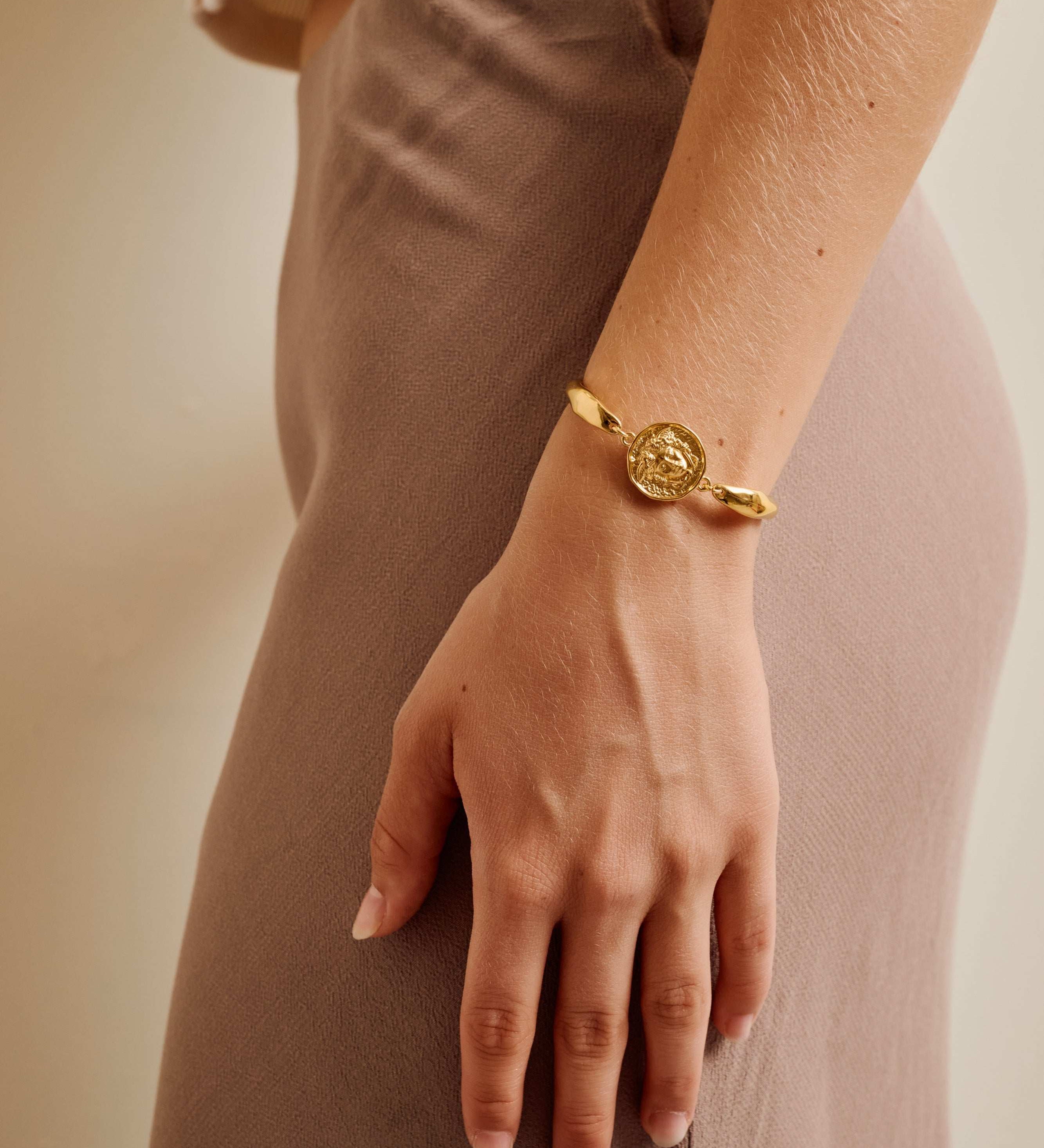 Gold Medusa Cuff Bracelet