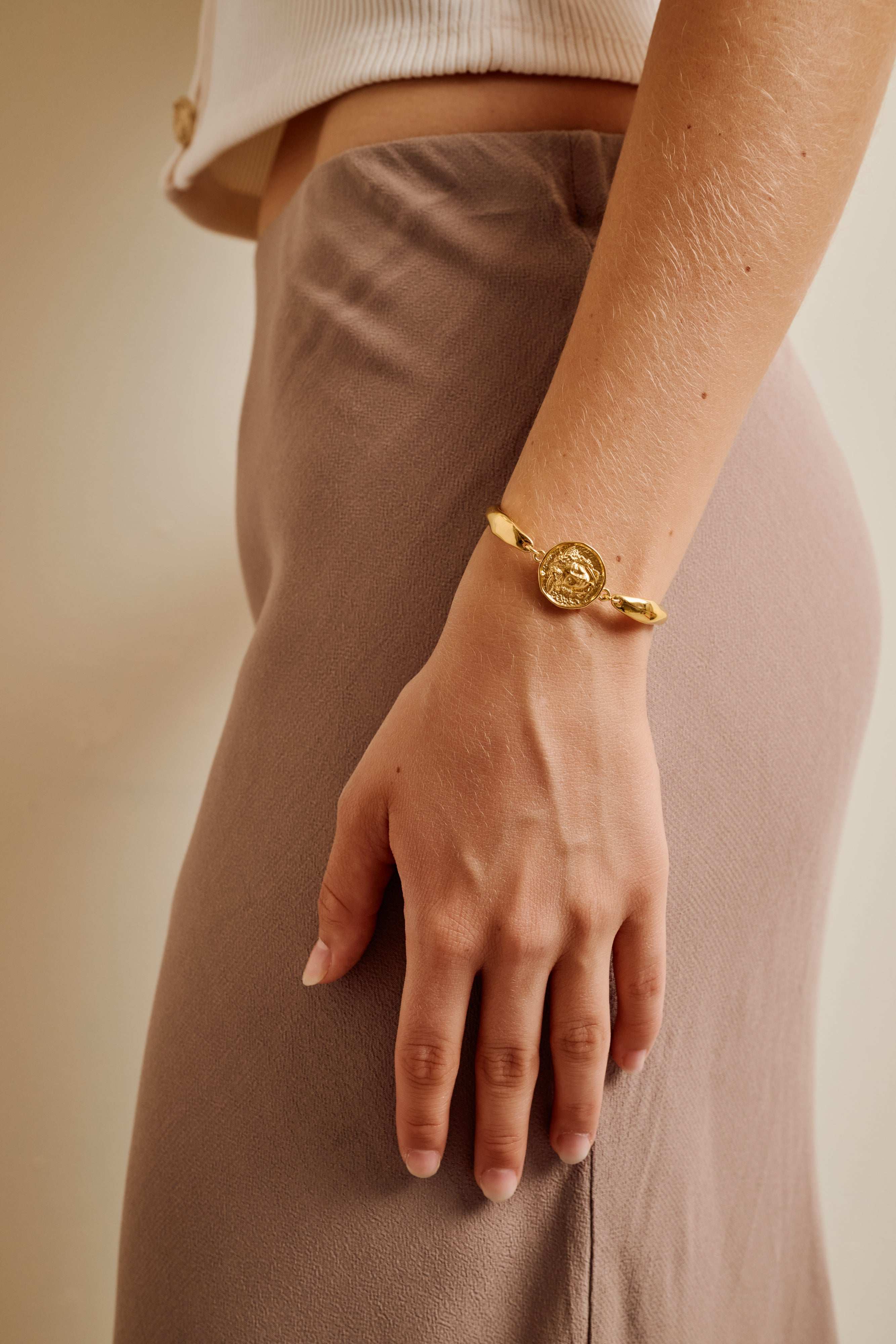 Gold Medusa Cuff Bracelet