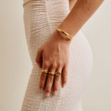 Gold Thick Hammered Cuff Bracelet