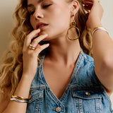 Large Gold Dangle Geometric Circle Earrings