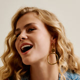 Large Gold Dangle Geometric Circle Earrings