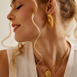 Gold Asymmetric Hammered Stud Earrings