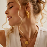 Gold Asymmetric Hammered Stud Earrings