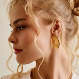 Gold Asymmetric Hammered Stud Earrings
