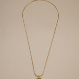 Gold Enamel Rectangular Pendant Necklace