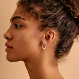 Single Silver Long Lobe Hugger Earring