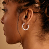 Silver Floral Hoop Earrings