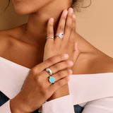 Silver Black/Turquoise Rising Sun Ring