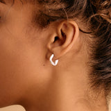 Silver Small Molten Hoop Earrings