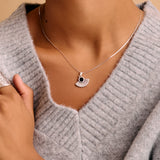 Silver Sun Necklace with Black/Turquoise Enamel