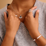 Silver Sun Necklace with Black/Turquoise Enamel