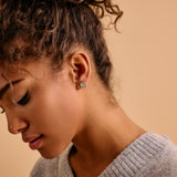 Silver Wavy Hammered Square Stud Earrings