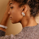 Large Silver Disc Earrings Round Hammered Disc Stud Earrings